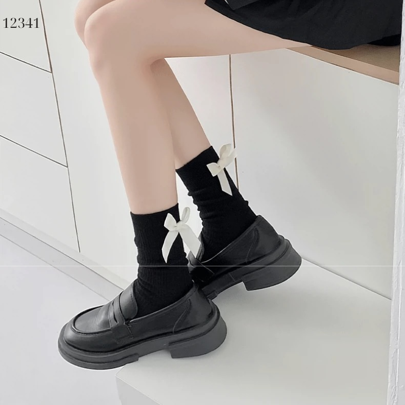 Tất ren(vải Hàn) giữa bắp chân,tất thu đông phong cách JK Nhật Bản nữ 12341