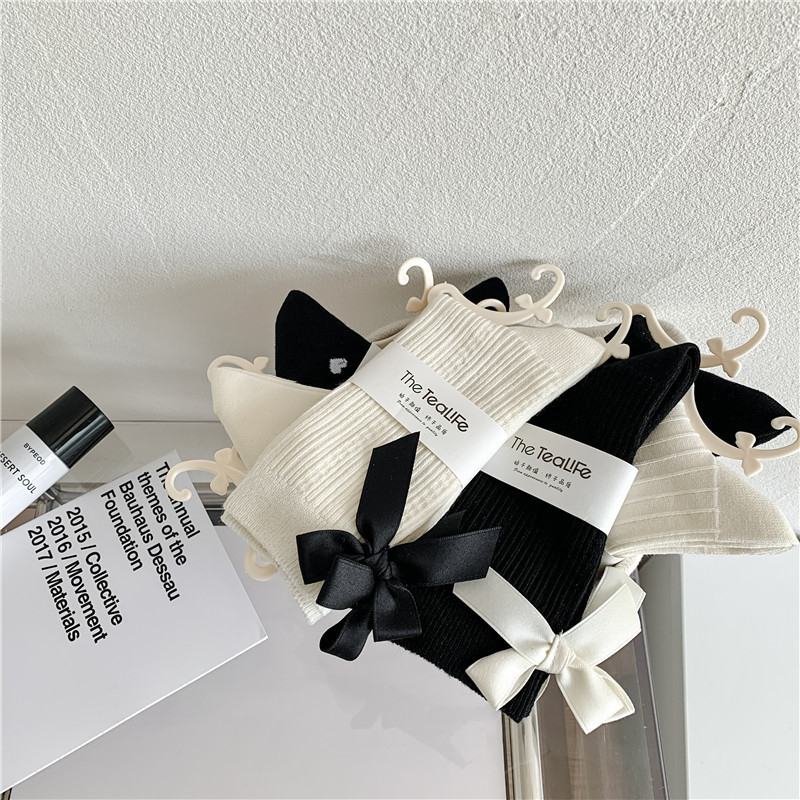 Tất ren(vải Hàn) giữa bắp chân,tất thu đông phong cách JK Nhật Bản nữ 12341