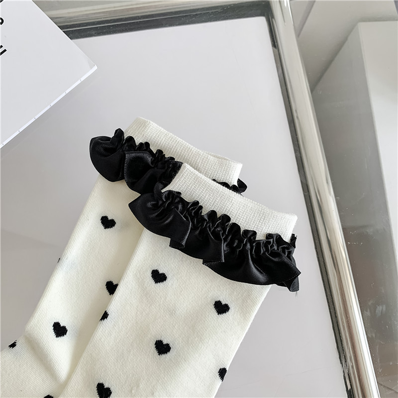 Tất ren(vải Hàn) giữa bắp chân,tất thu đông phong cách JK Nhật Bản nữ 12341