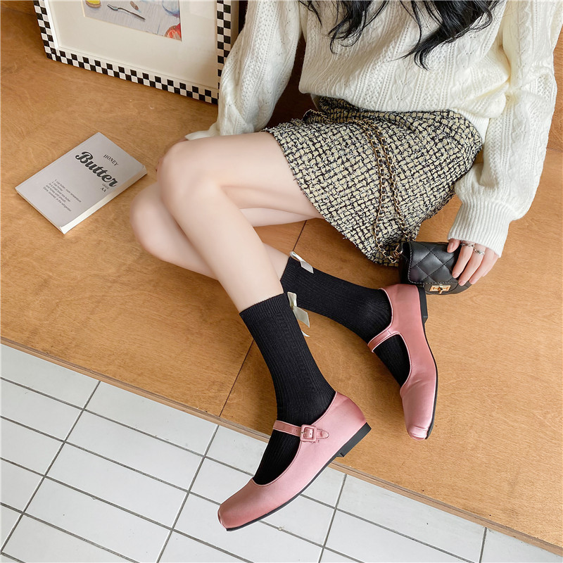 Tất ren(vải Hàn) giữa bắp chân,tất thu đông phong cách JK Nhật Bản nữ 12341