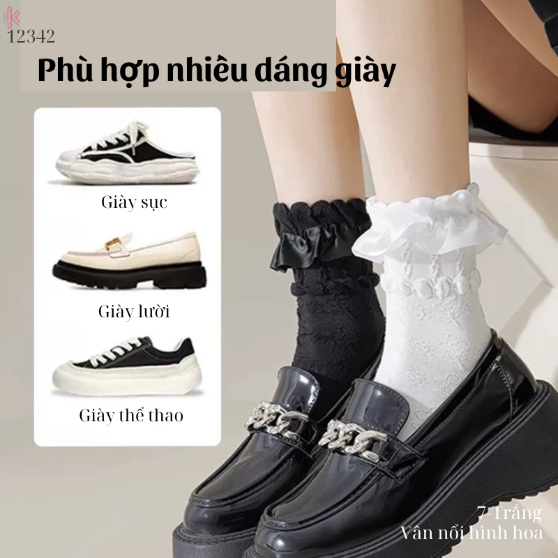 Tất ren giữa bắp chân,tất mùa hè Lolita JK Nhật Bản nữ 12342