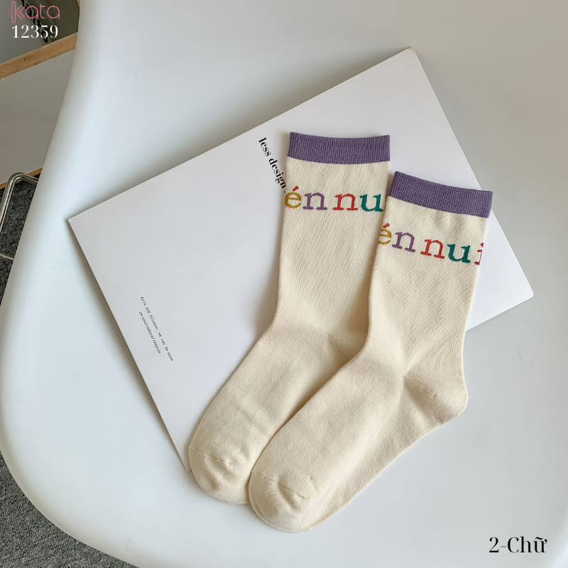 Tất vớ màu sắc phong cách retro,tất ống giữa cotton thấm hút mồ hôi 12359