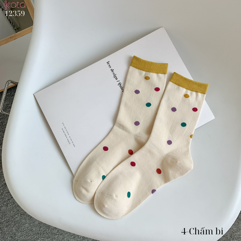 Tất vớ màu sắc phong cách retro,tất ống giữa cotton thấm hút mồ hôi 12359