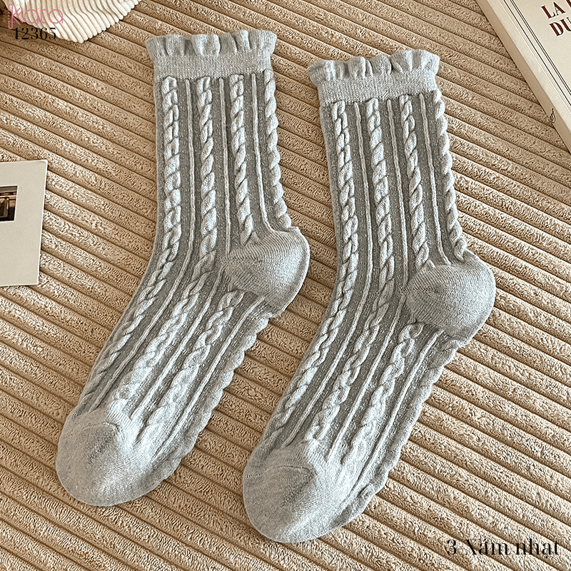 Tất len dày ấm áp,tất giữa bắp chân mùa thu đông 12365