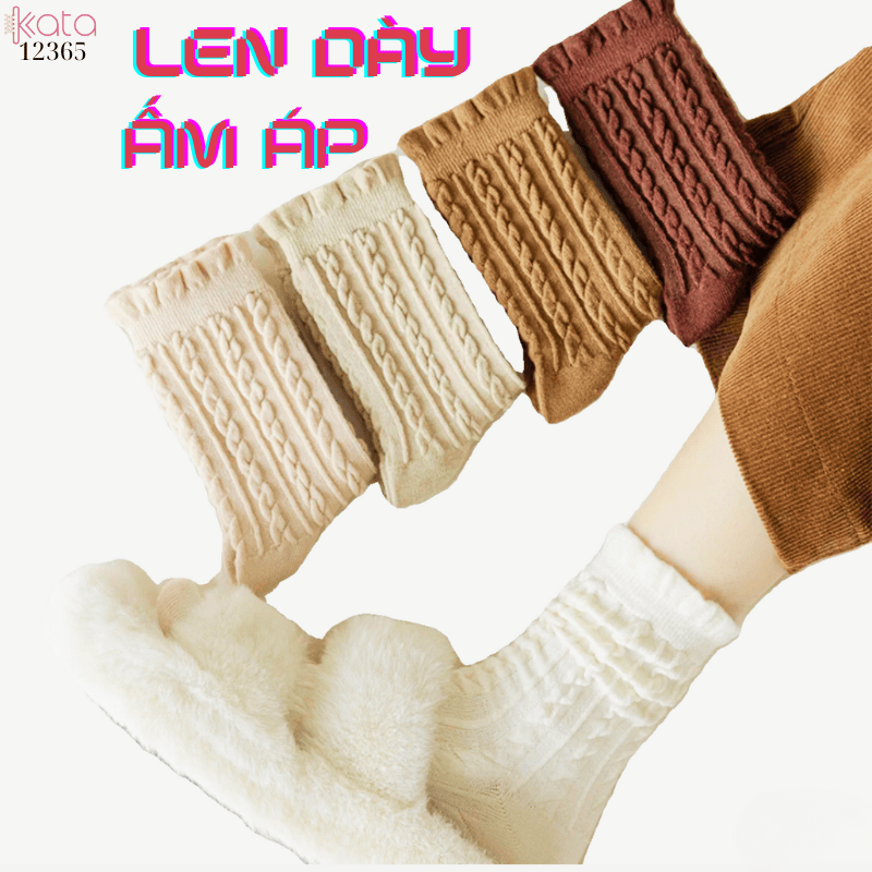 Tất len dày ấm áp,tất giữa bắp chân mùa thu đông 12365