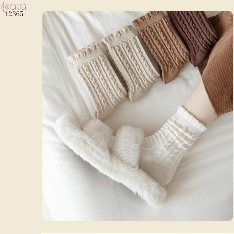 Tất len dày ấm áp,tất giữa bắp chân mùa thu đông 12365