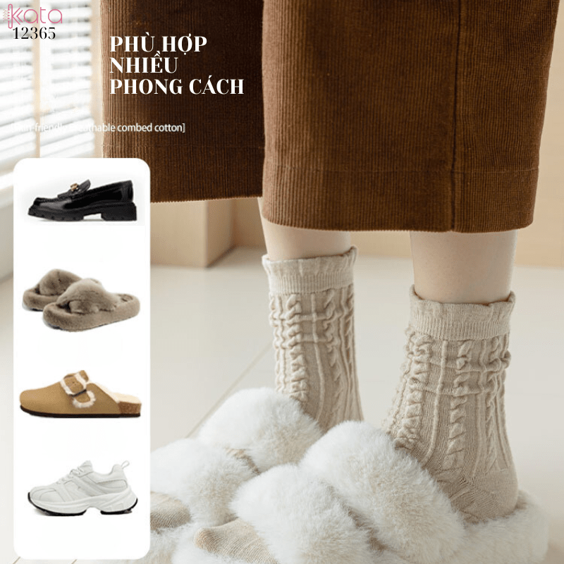 Tất len dày ấm áp,tất giữa bắp chân mùa thu đông 12365