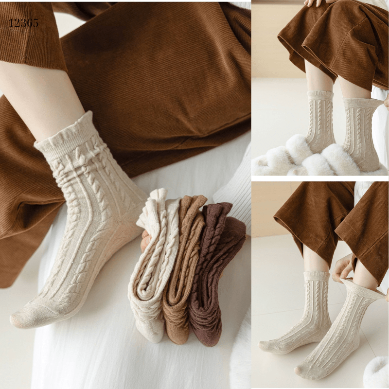 Tất len dày ấm áp,tất giữa bắp chân mùa thu đông 12365