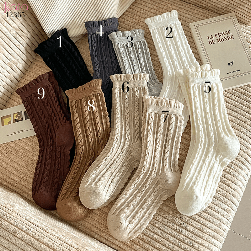 Tất len dày ấm áp,tất giữa bắp chân mùa thu đông 12365