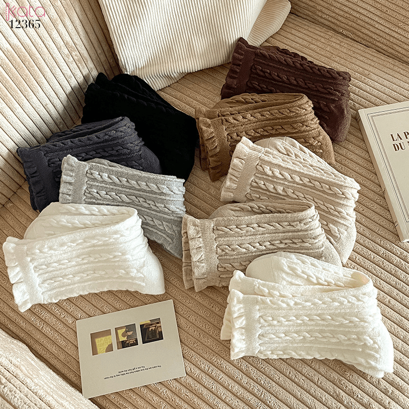 Tất len dày ấm áp,tất giữa bắp chân mùa thu đông 12365