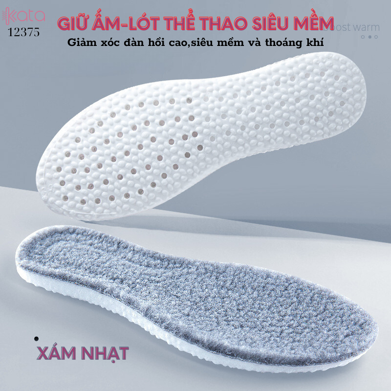 Đế lót giày nhung mùa thu đông,lót giày thể thao siêu mềm,chống sốc,thấm mồ hôi Nam Nữ 12375