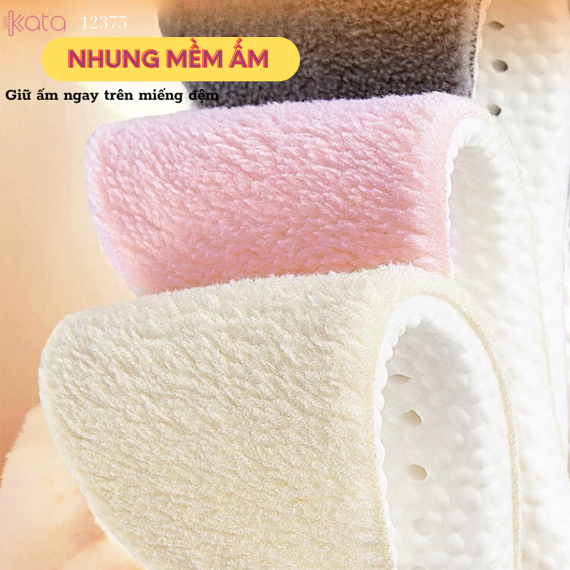 Đế lót giày nhung mùa thu đông,lót giày thể thao siêu mềm,chống sốc,thấm mồ hôi Nam Nữ 12375