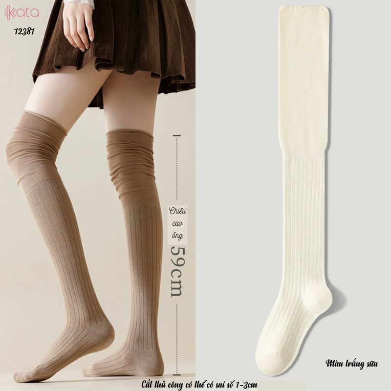 Tất màu trơn qua đầu gối,tất cotton cao cấp(vải Hàn),tất giảm béo bắp chân 12381