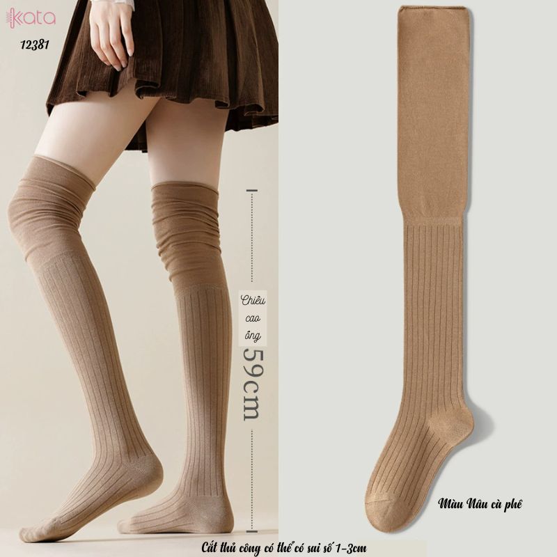 Tất màu trơn qua đầu gối,tất cotton cao cấp(vải Hàn),tất giảm béo bắp chân 12381