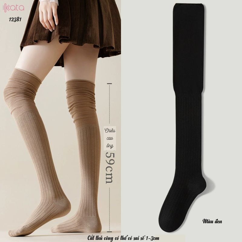 Tất màu trơn qua đầu gối,tất cotton cao cấp(vải Hàn),tất giảm béo bắp chân 12381