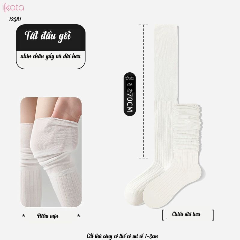 Tất màu trơn qua đầu gối,tất cotton cao cấp(vải Hàn),tất giảm béo bắp chân 12381