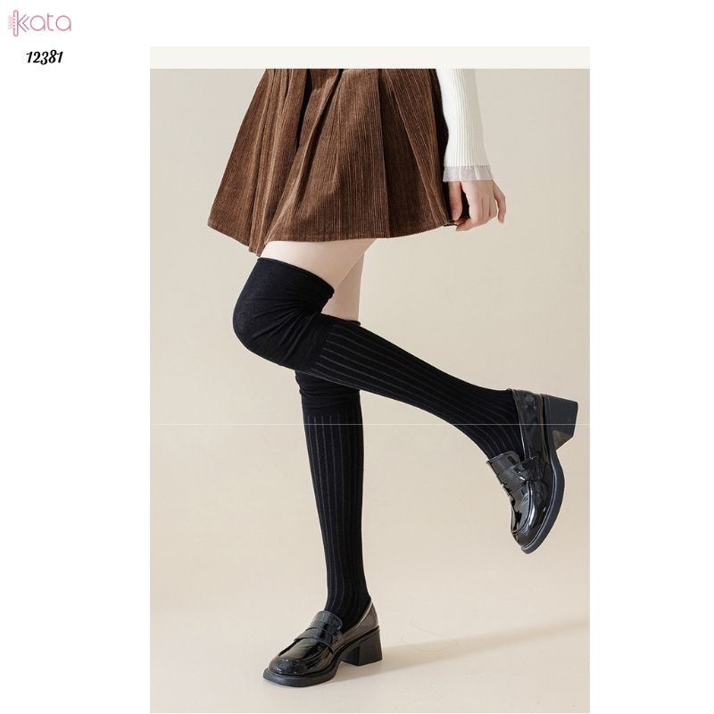 Tất màu trơn qua đầu gối,tất cotton cao cấp(vải Hàn),tất giảm béo bắp chân 12381
