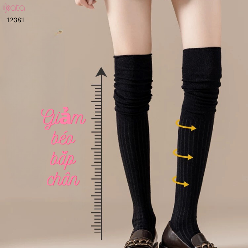 Tất màu trơn qua đầu gối,tất cotton cao cấp(vải Hàn),tất giảm béo bắp chân 12381