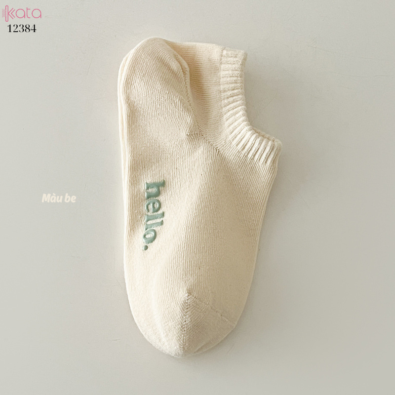 Tất vớ thuyền mỏng mát mùa hè,100% chất cotton chống trượt thấm hút mồ hôi 12384