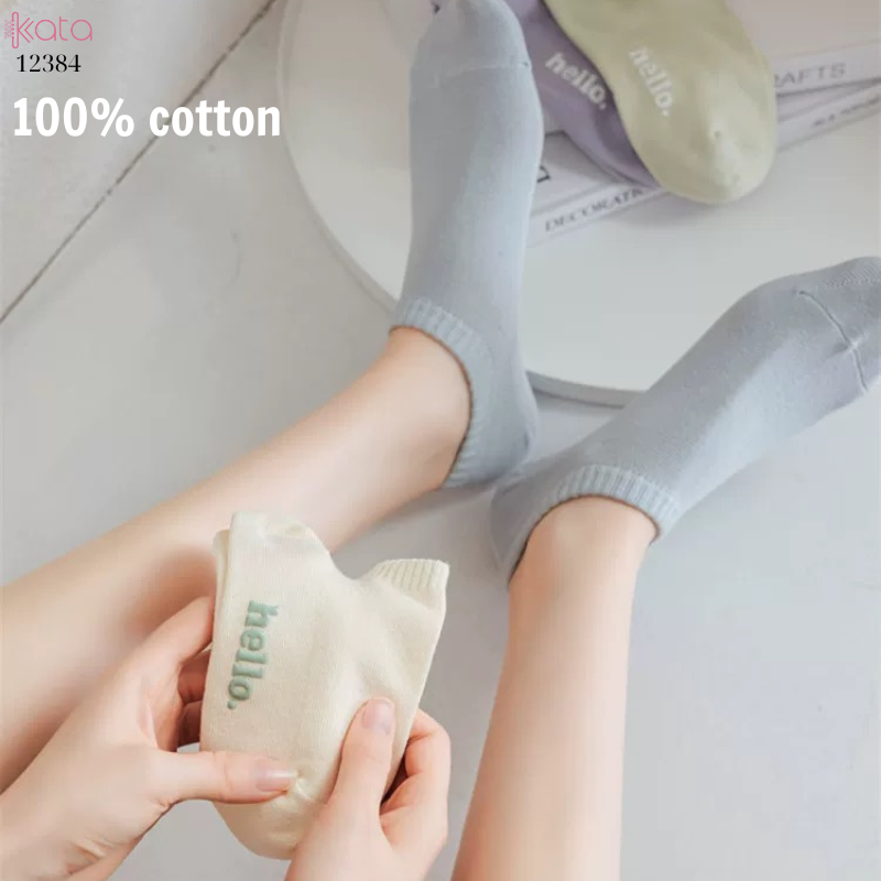 Tất vớ thuyền mỏng mát mùa hè,100% chất cotton chống trượt thấm hút mồ hôi 12384