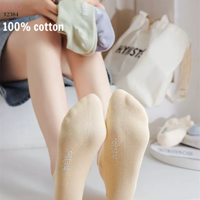 Tất vớ thuyền mỏng mát mùa hè,100% chất cotton chống trượt thấm hút mồ hôi 12384