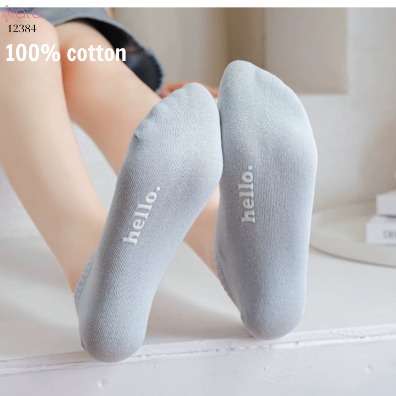 Tất vớ thuyền mỏng mát mùa hè,100% chất cotton chống trượt thấm hút mồ hôi 12384