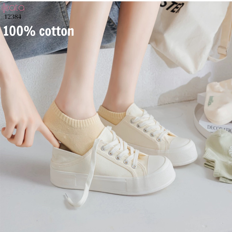 Tất vớ thuyền mỏng mát mùa hè,100% chất cotton chống trượt thấm hút mồ hôi 12384