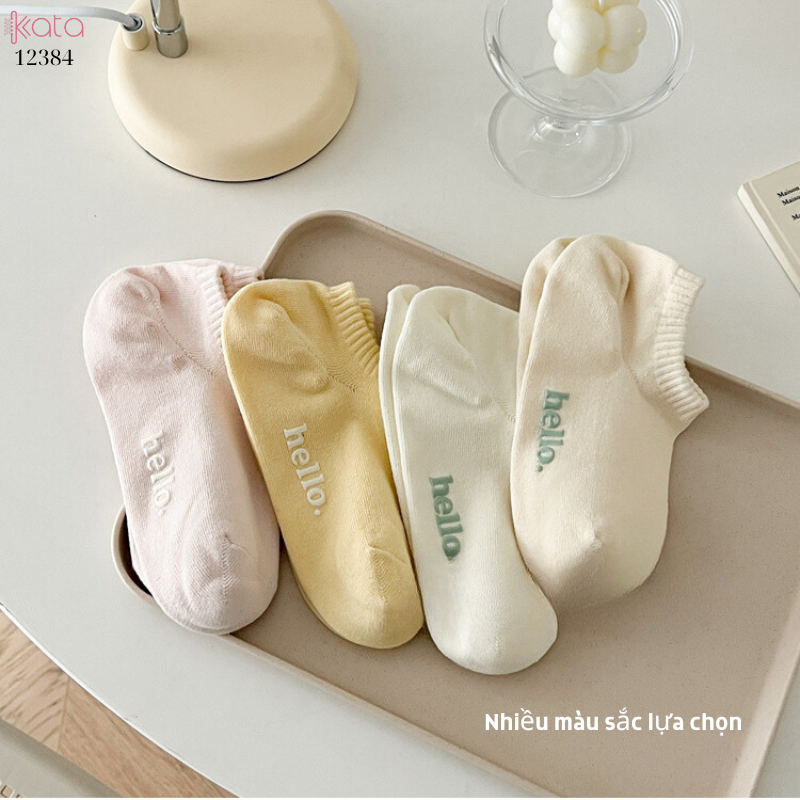 Tất vớ thuyền mỏng mát mùa hè,100% chất cotton chống trượt thấm hút mồ hôi 12384