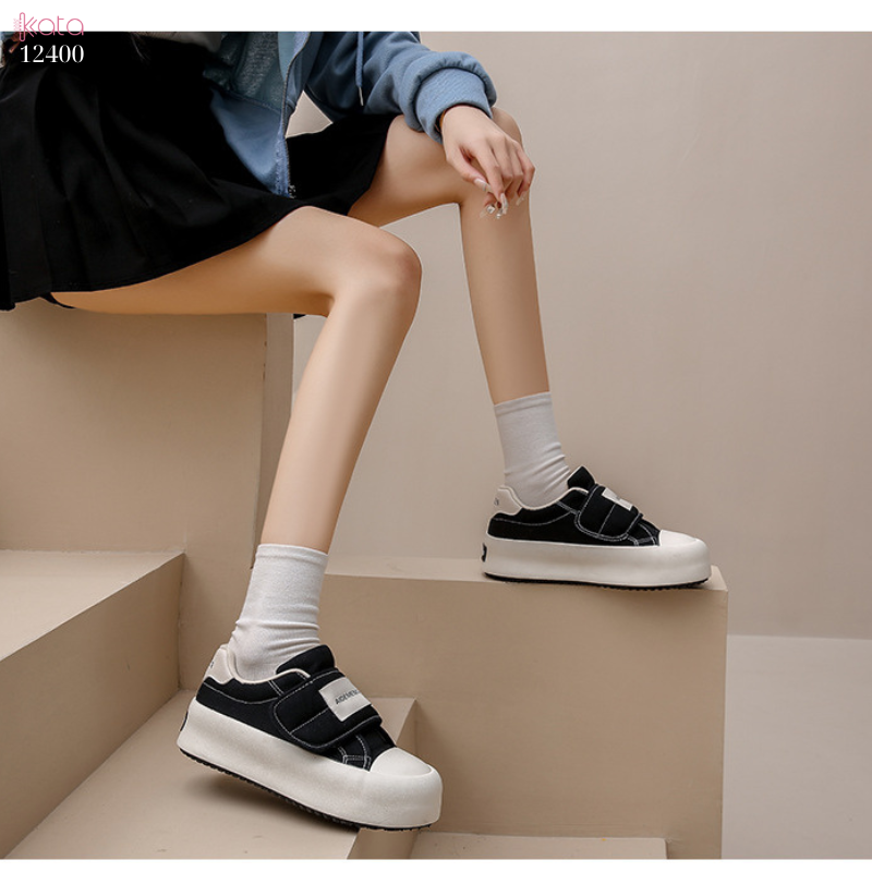 Giày tăng chiều cao,giày vải nữ khóa dán phong cách hàn Quốc 12402
