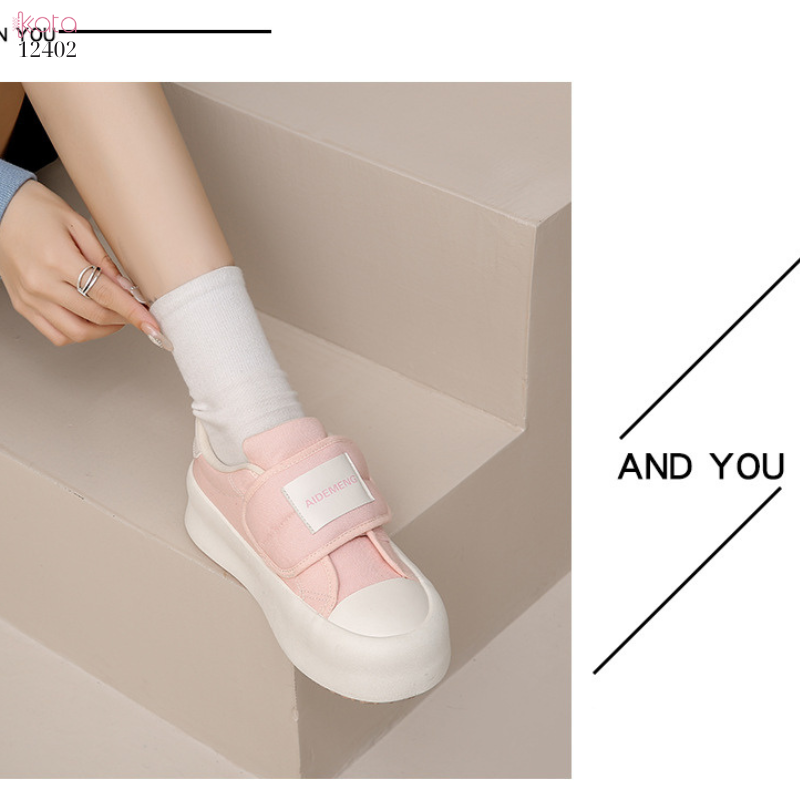 Giày tăng chiều cao,giày vải nữ khóa dán phong cách hàn Quốc 12402
