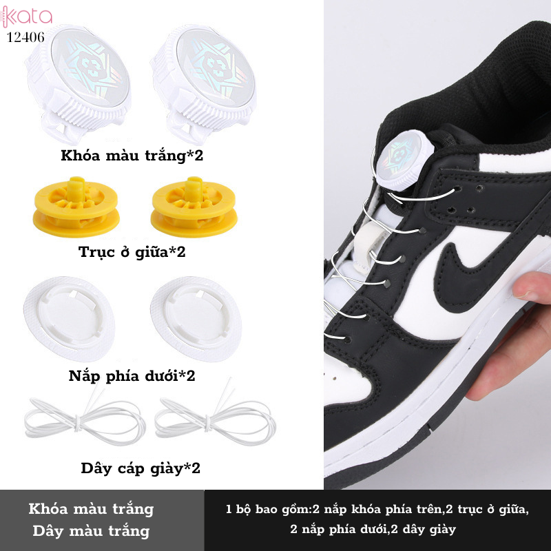 Dây giày lười khóa xoay tự động,nút tự khóa dây tiện lợi Nam Nữ Trẻ em 12406