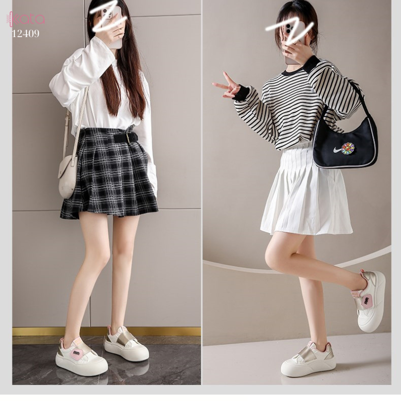 Giày thể thao khóa dán,giày tăng chiều cao phong cách Hàn Quốc 12409