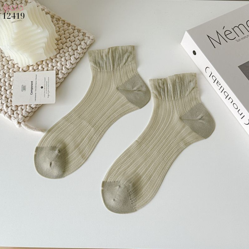 Tất trơn siêu mỏng Xuân Hè,mềm mại,chống trượt,chống tuột,thoáng khí 12419