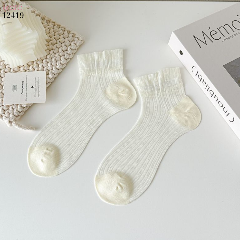 Tất trơn siêu mỏng Xuân Hè,mềm mại,chống trượt,chống tuột,thoáng khí 12419