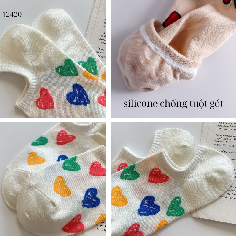 Tất thuyền,không rớt gót,tất mỏng mùa hè nữ chống trơn trượt 12420