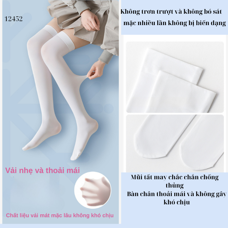 Tất chống nắng ,tất nhung mỏng mát lạnh mùa hè,tất JK giảm béo bắp chân 12452
