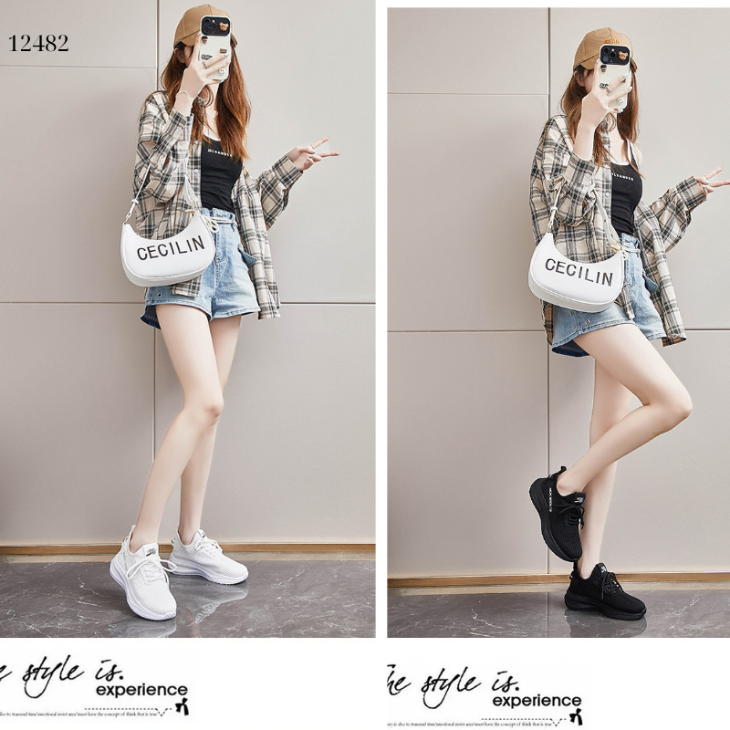 Giày thể thao vải dệt nữ,giày thể dục thoáng khí,giày chạy sinh viên phong cách Hàn Quốc 12483