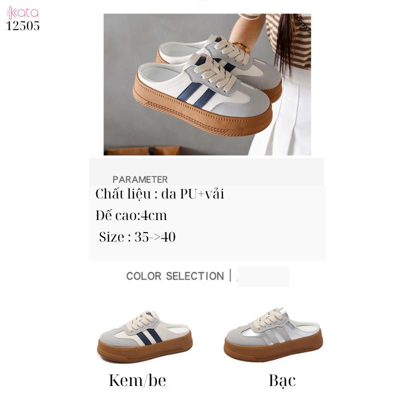 Giày sục hở gót,giày lười mùa hè thoáng khí phong cách Hàn Quốc 12504