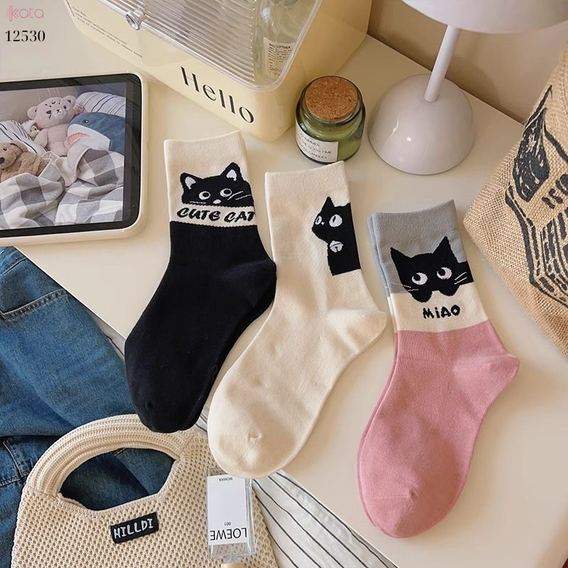 Tất mèo con dễ thương,tất giữa bắp chân mỏng mùa hè 12530