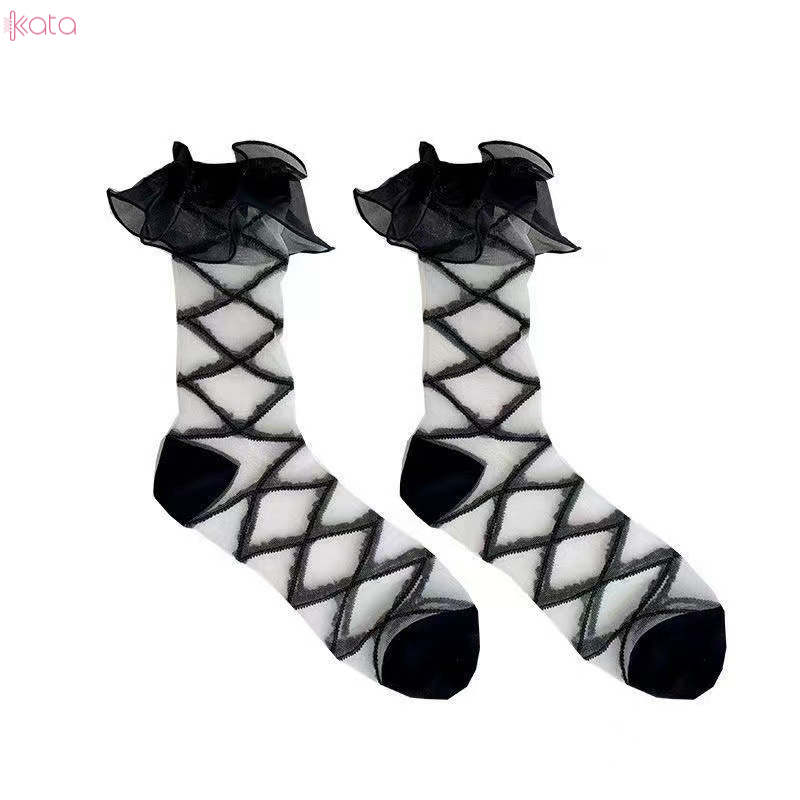 Tất ren mỏng trong suốt mùa hè,tất thoáng khí JK Nhật Bản 12580