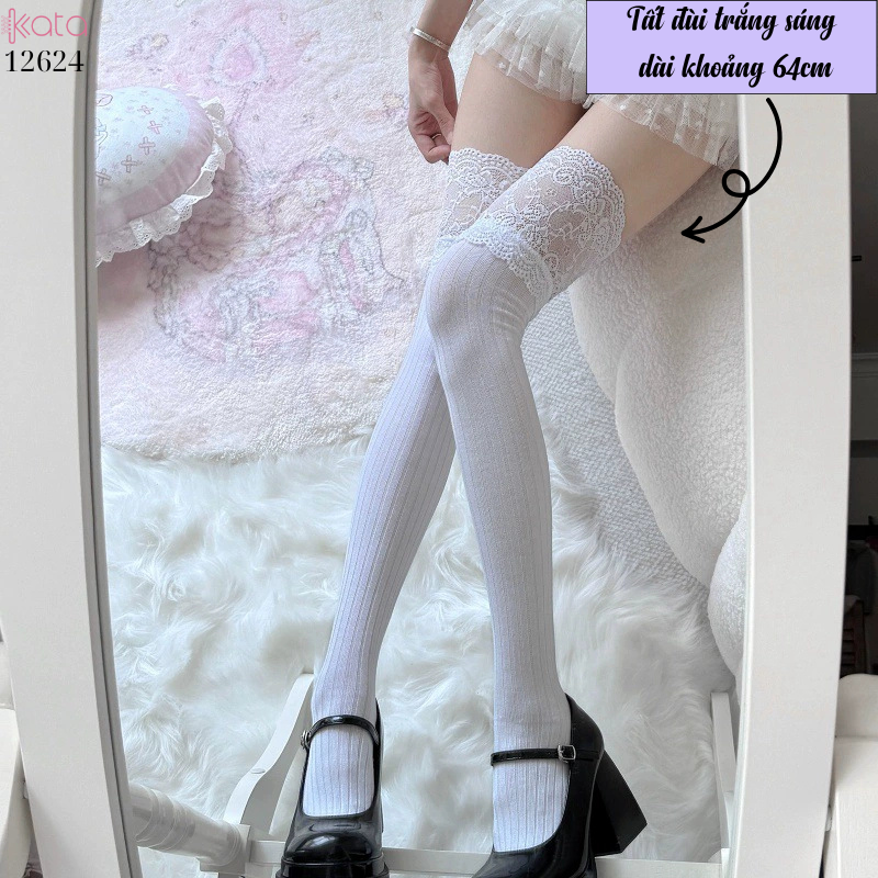 Tất ren qua đầu gối, tất bốt dài, tất giảm béo thu đông cho nữ 12624