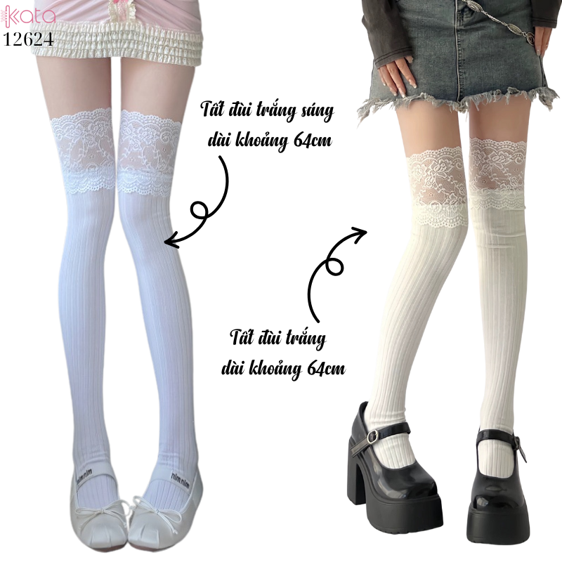 Tất ren qua đầu gối, tất bốt dài, tất giảm béo thu đông cho nữ 12624