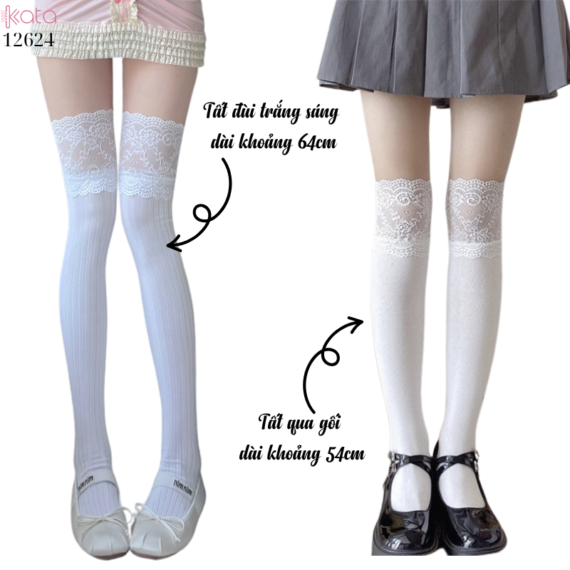 Tất ren qua đầu gối, tất bốt dài, tất giảm béo thu đông cho nữ 12624