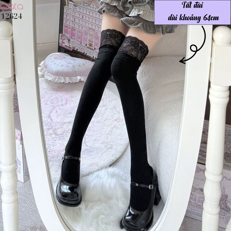 Tất ren qua đầu gối, tất bốt dài, tất giảm béo thu đông cho nữ 12624
