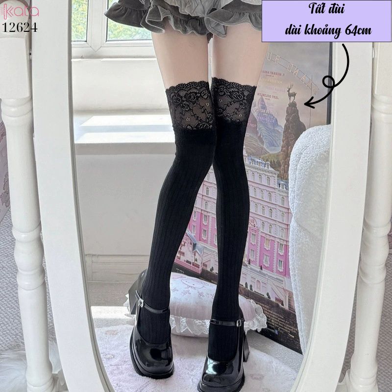 Tất ren qua đầu gối, tất bốt dài, tất giảm béo thu đông cho nữ 12624