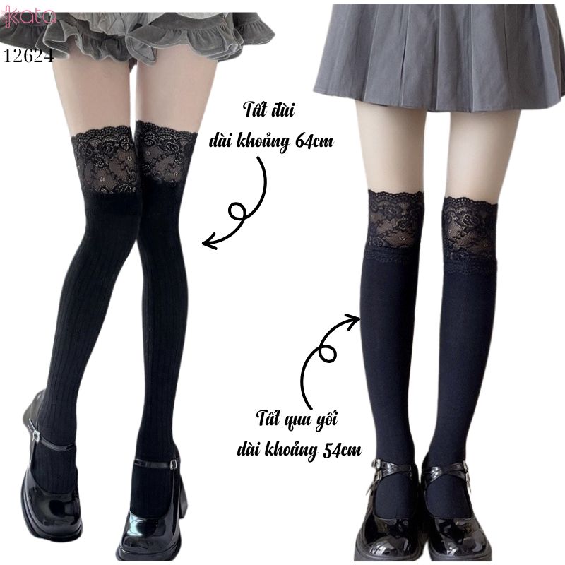 Tất ren qua đầu gối, tất bốt dài, tất giảm béo thu đông cho nữ 12624