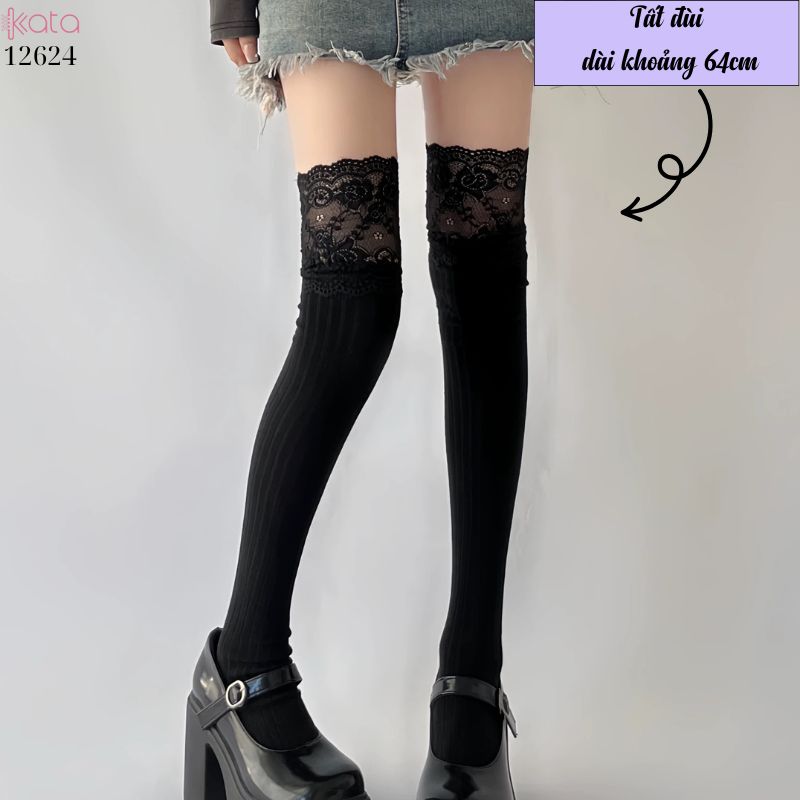 Tất ren qua đầu gối, tất bốt dài, tất giảm béo thu đông cho nữ 12624
