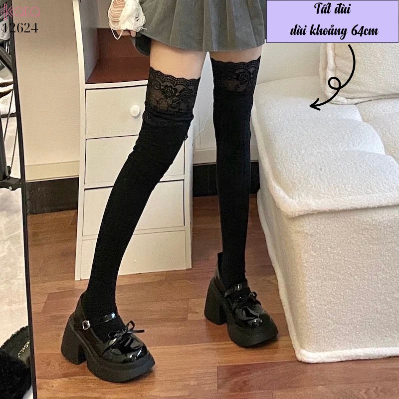 Tất ren qua đầu gối, tất bốt dài, tất giảm béo thu đông cho nữ 12624