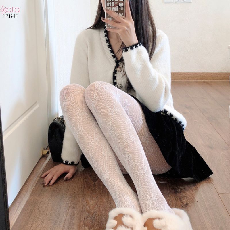 Quần tất định hình chân đẹp, tất lụới hoa lan siêu mỏng xuân hè 12645