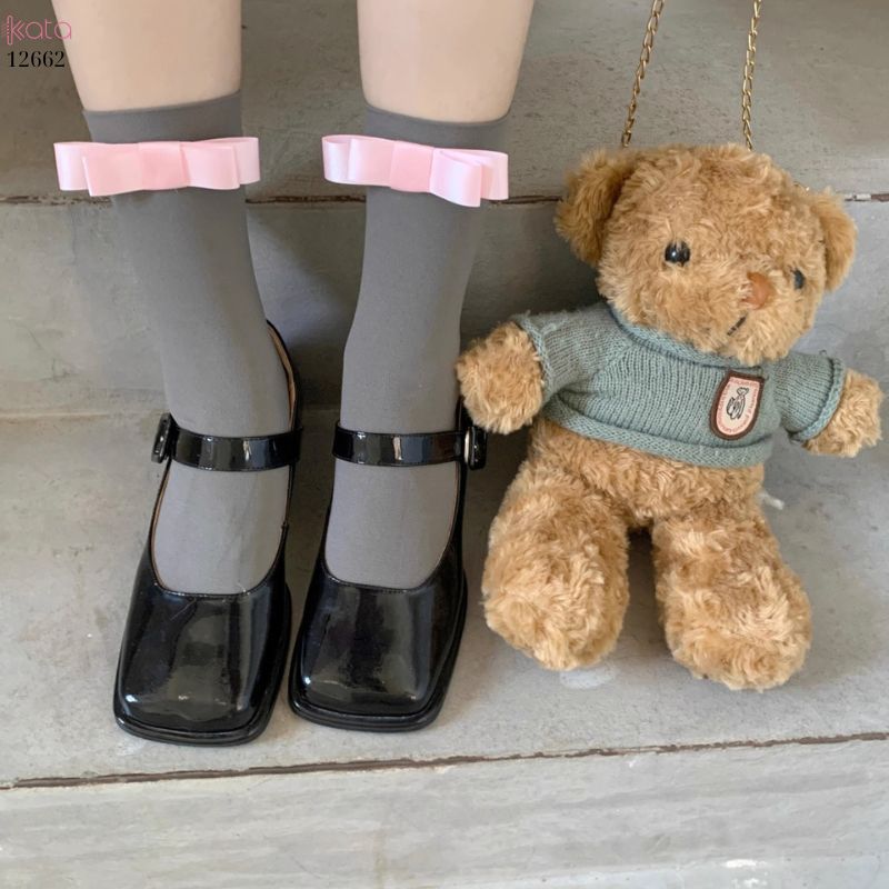 Tất nơ giữa bắp chân,tất nhung mỏng mùa hè phong cách Nhật Bản 12662